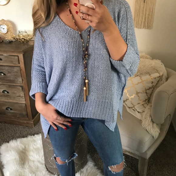 Sweaters - LAST1• Ice Blue Staple Pullover Knit